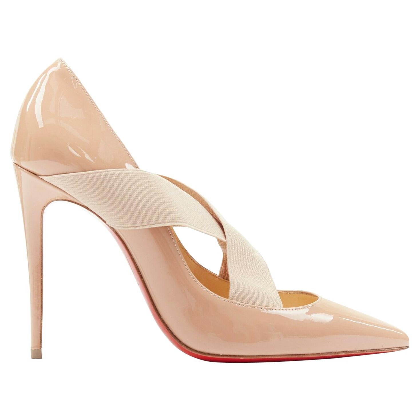 new CHRISTIAN LOUBOUTIN Sharpstagram 100 nude cross strap pointy pigalle EU36