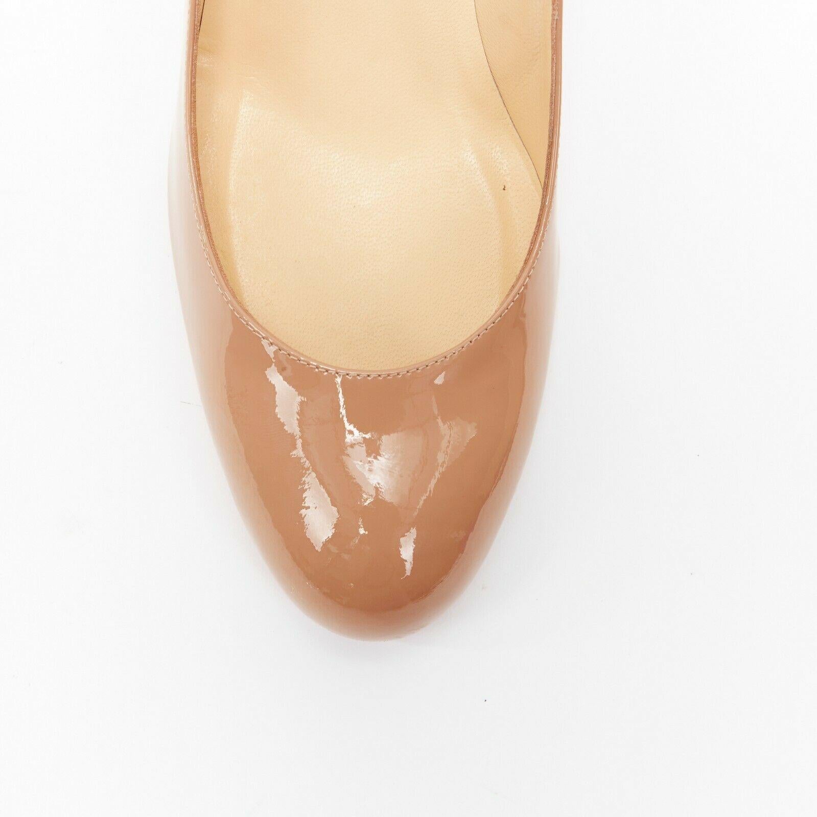 new CHRISTIAN LOUBOUTIN Simple Pump 70 nude patent round toe mid heel EU38 In Good Condition In Hong Kong, NT