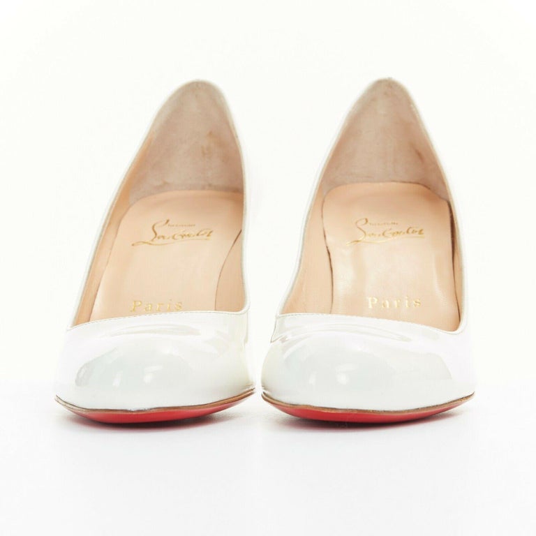 new CHRISTIAN LOUBOUTIN Simple Pump 70 white patent round toe heels ...