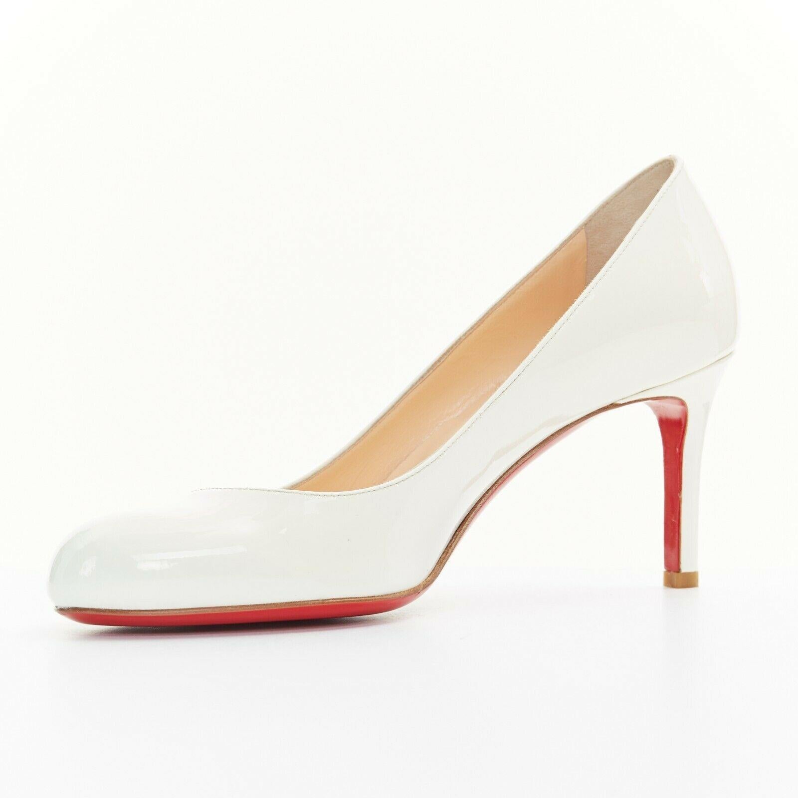new CHRISTIAN LOUBOUTIN Simple Pump 70 white patent round toe heels EU35.5 In Good Condition In Hong Kong, NT