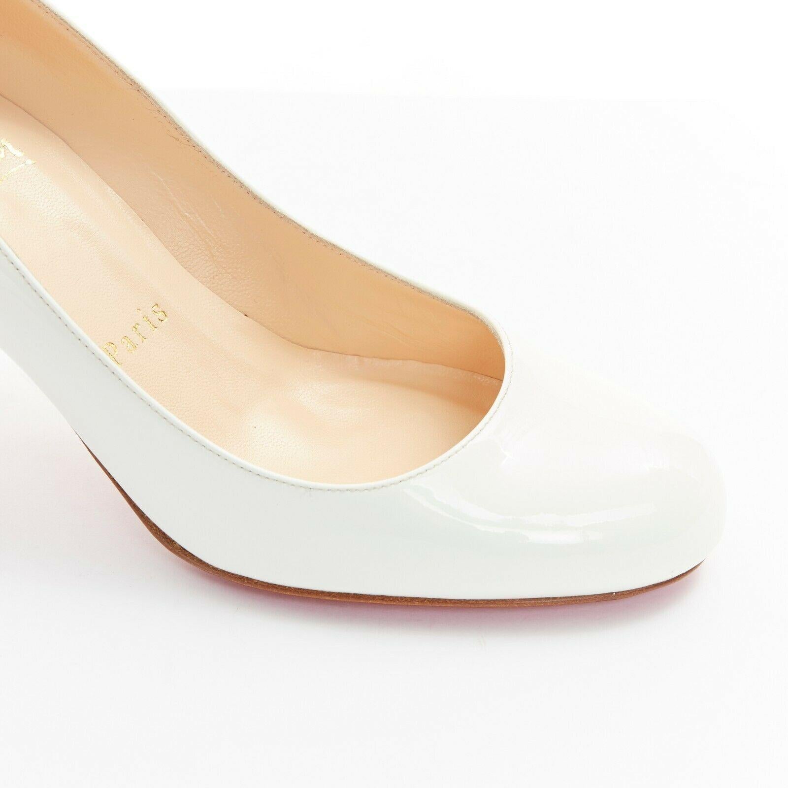 new CHRISTIAN LOUBOUTIN Simple Pump 70 white patent round toe heels EU35.5 3
