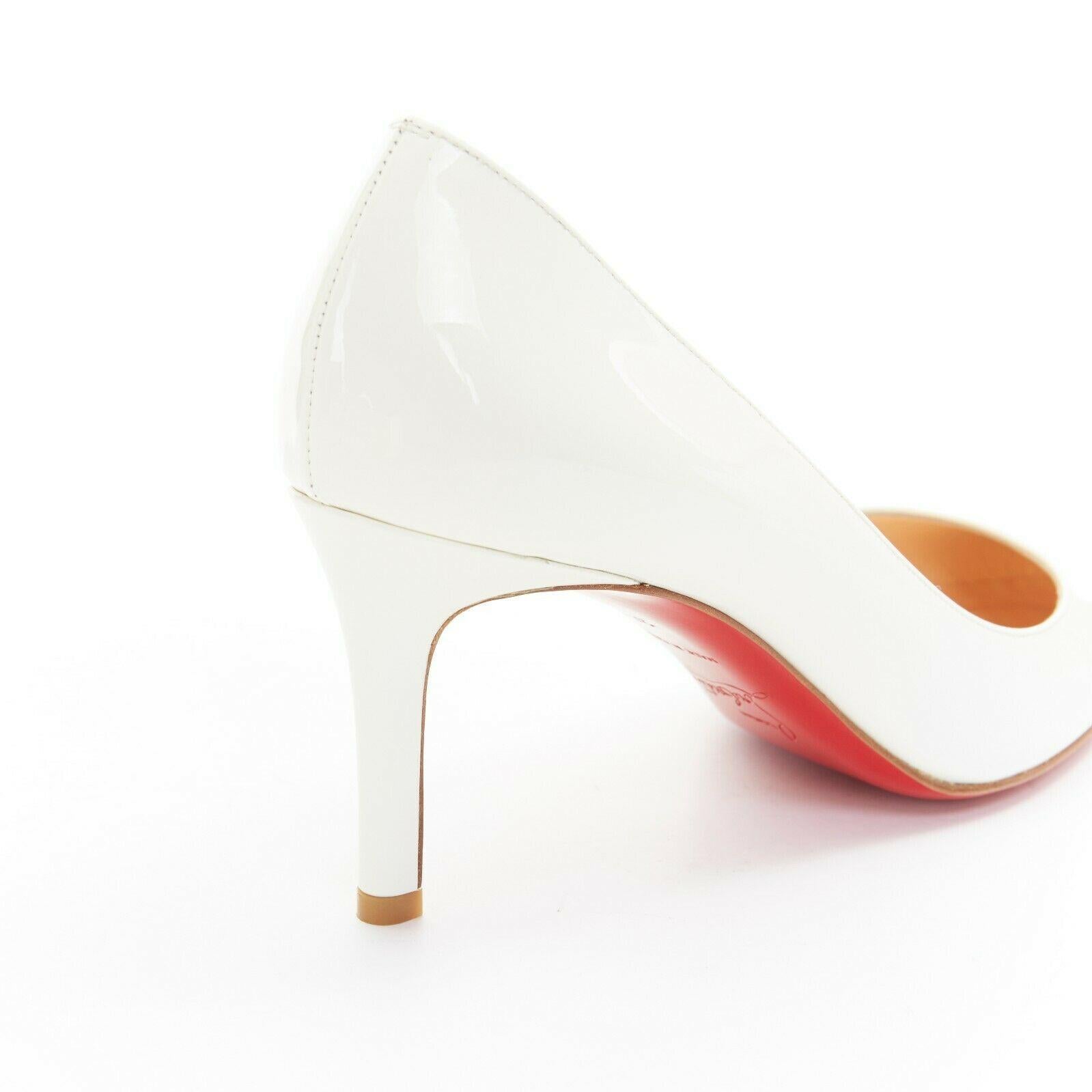 new CHRISTIAN LOUBOUTIN Simple Pump 70 white patent round toe heels EU35.5 4