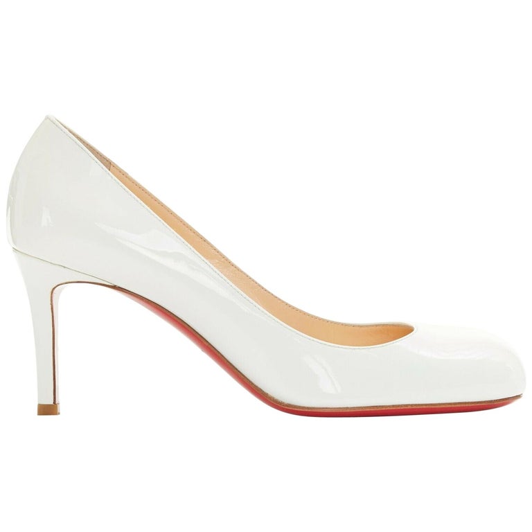Credential Foranderlig Mangle new CHRISTIAN LOUBOUTIN Simple Pump 70 white patent round toe heels EU35.5  at 1stDibs