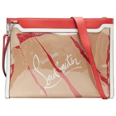 new CHRISTIAN LOUBOUTIN Skypouch Kraft PVC laminated paper bag crossbody clutch