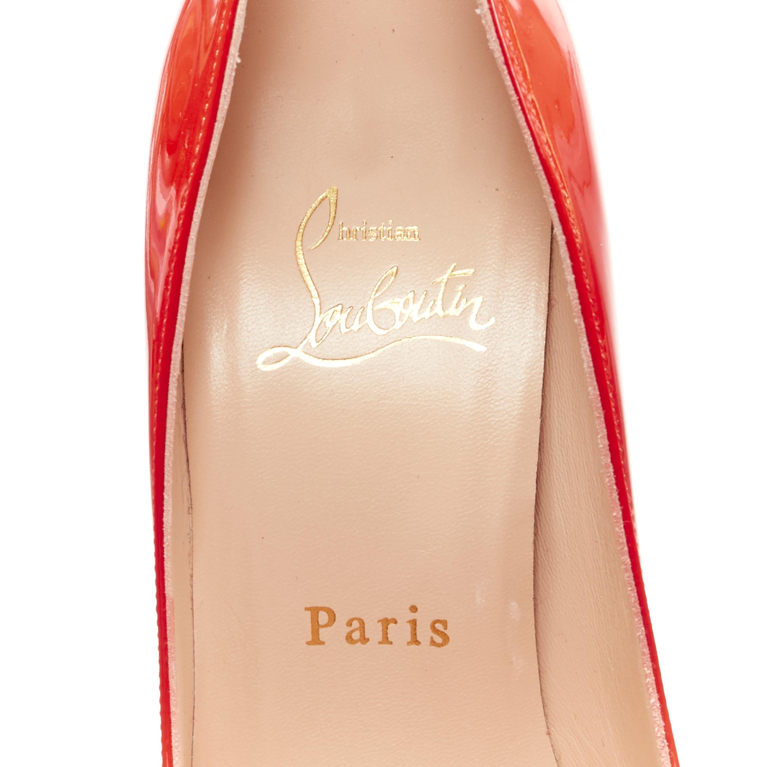 new CHRISTIAN LOUBOUTIN So Kate 100 coral red patent point toe pigalle pump EU36 2