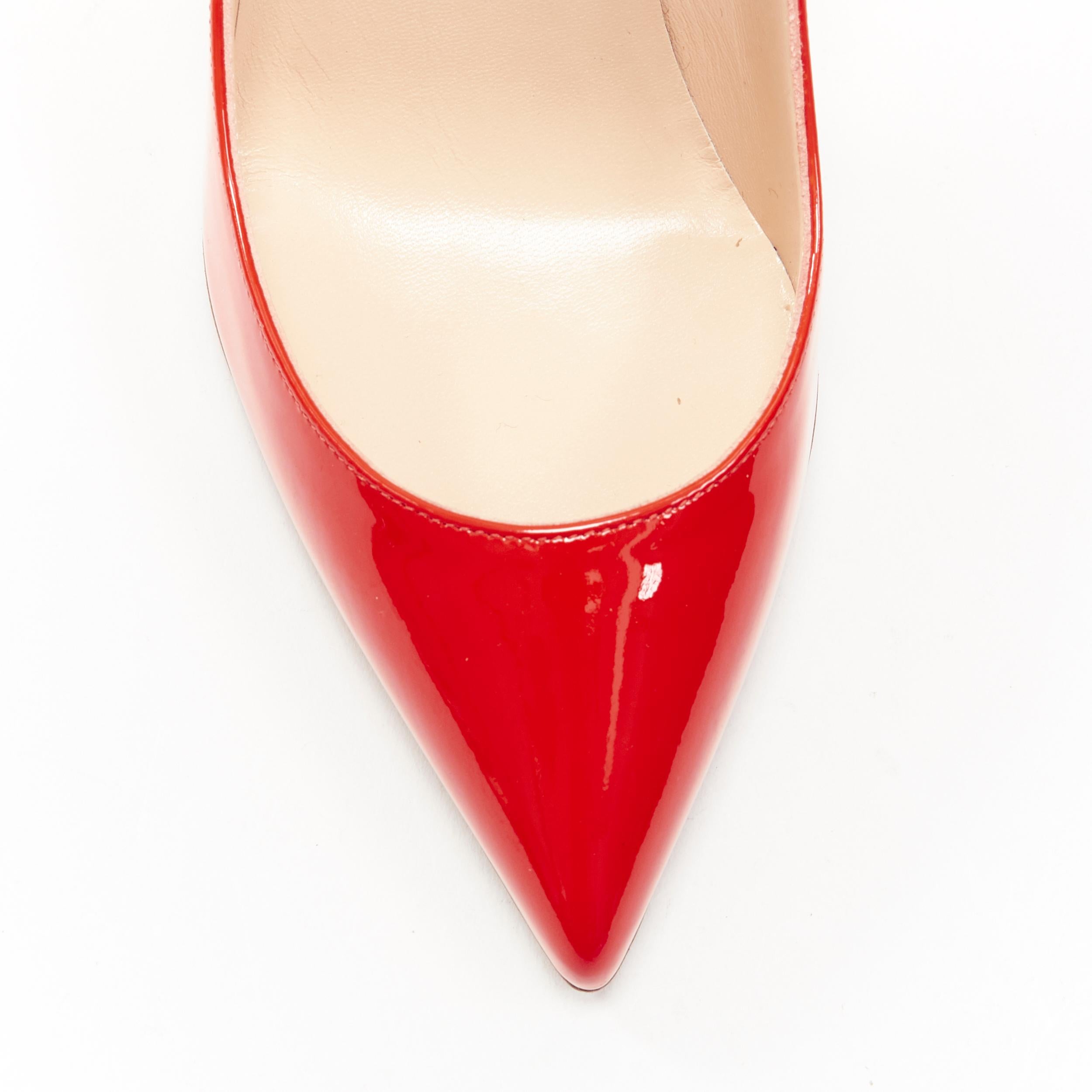 new CHRISTIAN LOUBOUTIN So Kate 100 coral red patent point toe pigalle pump EU36 In New Condition In Hong Kong, NT