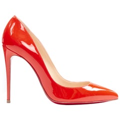 new CHRISTIAN LOUBOUTIN So Kate 100 coral red patent point toe pigalle pump EU36