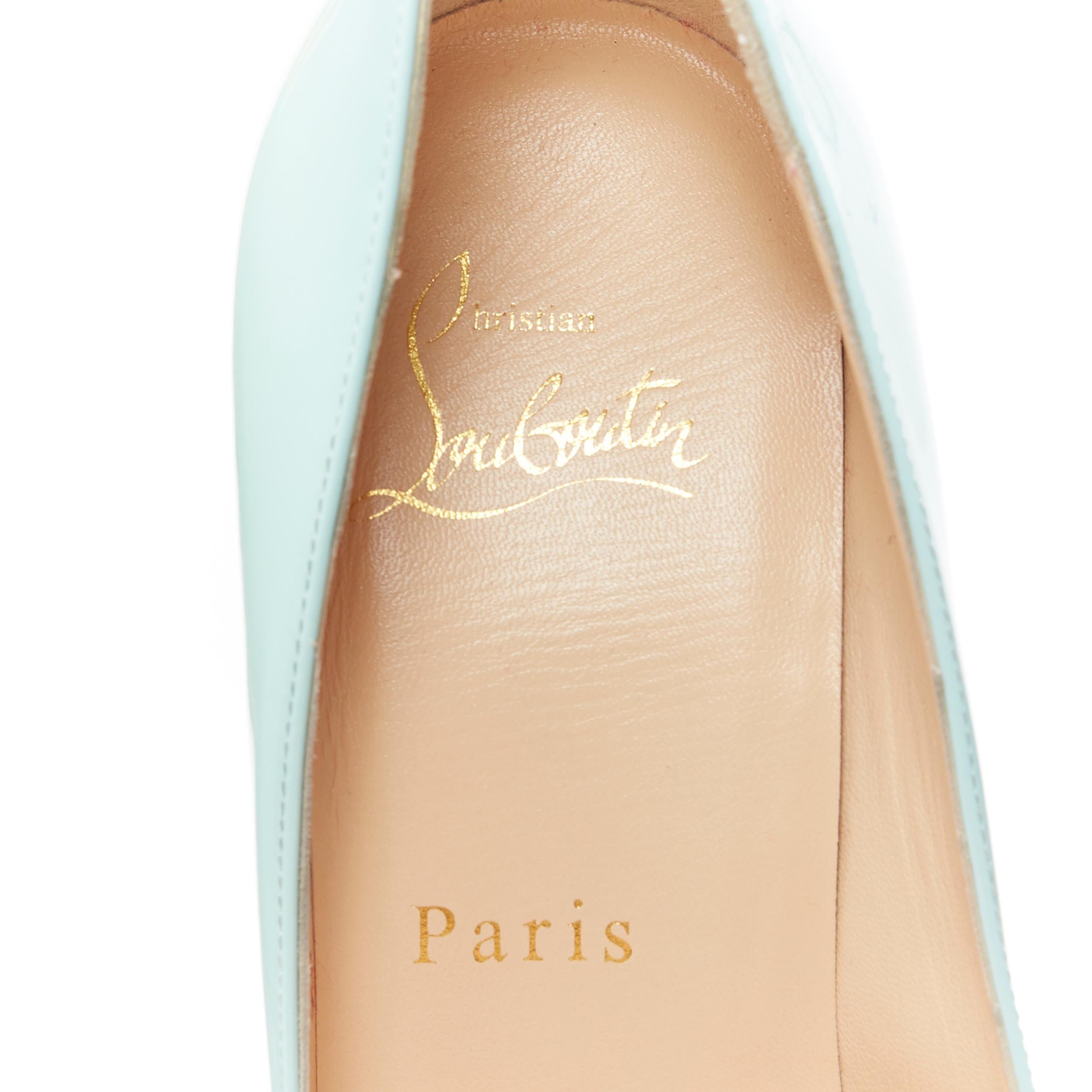 new CHRISTIAN LOUBOUTIN So Kate 100 mint blue patent point toe pigalle pump EU36 2