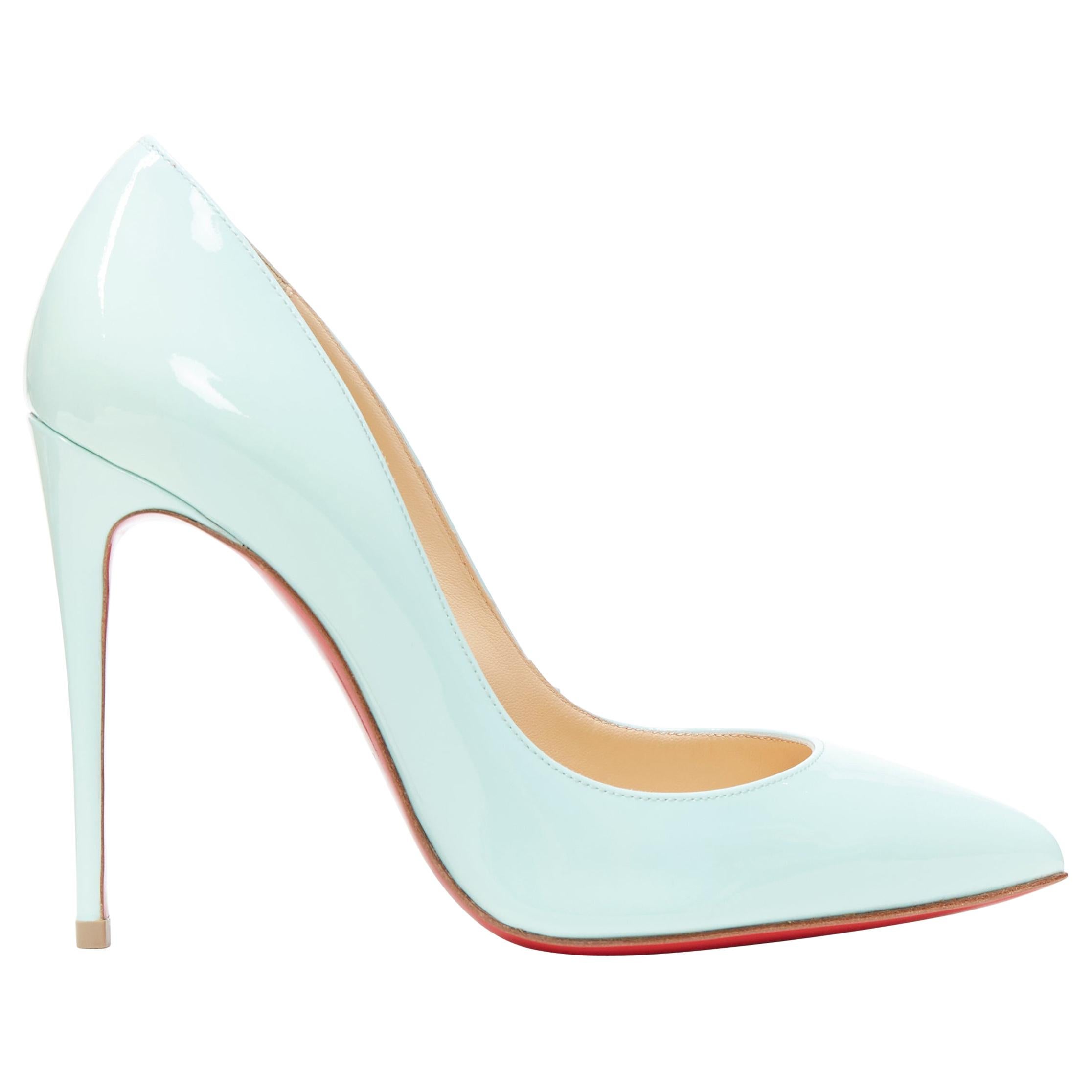 new CHRISTIAN LOUBOUTIN So Kate 100 mint blue patent point toe pigalle pump EU36