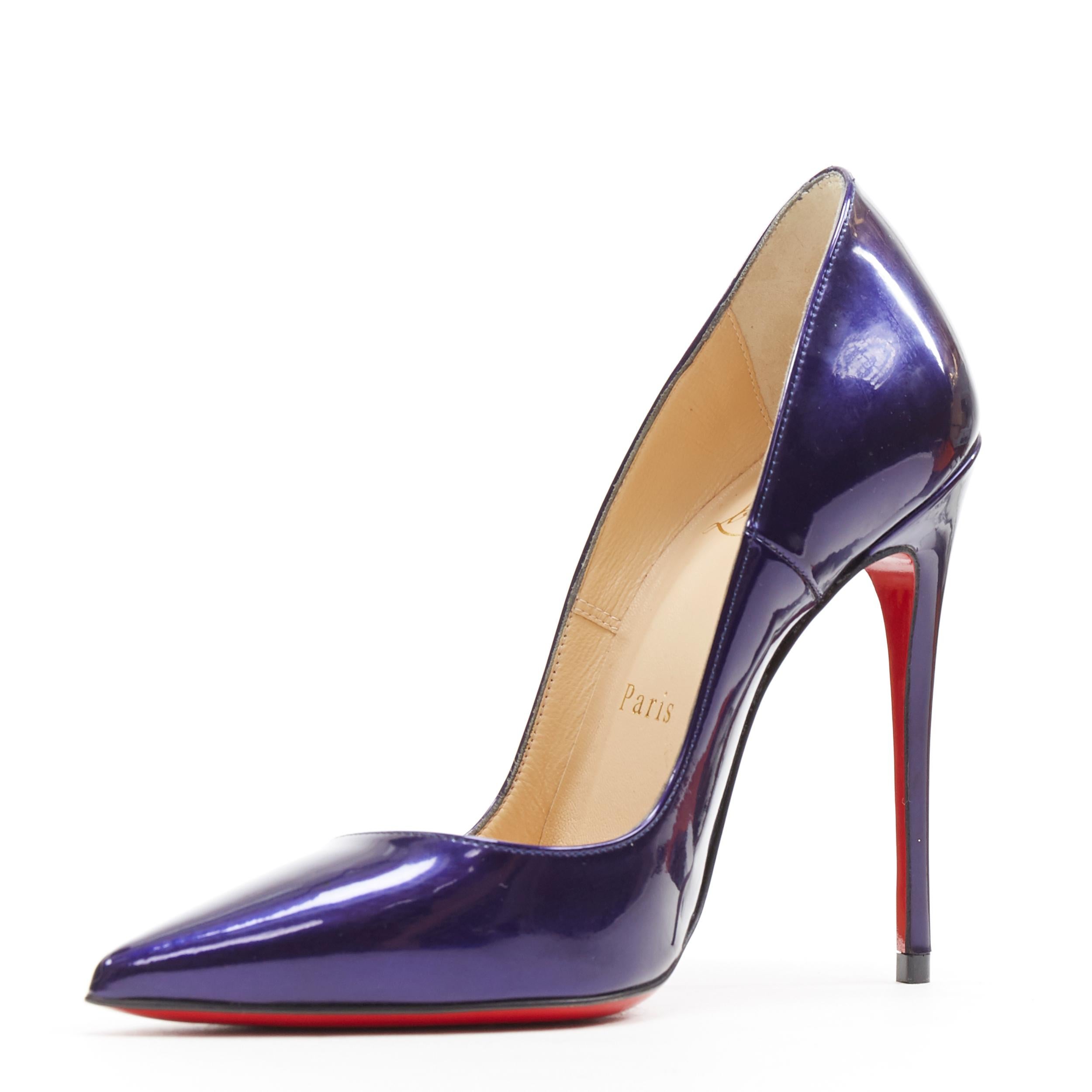 new CHRISTIAN LOUBOUTIN So Kate 110 purple patent point toe pigalle pump  EU34.5 For Sale at 1stDibs