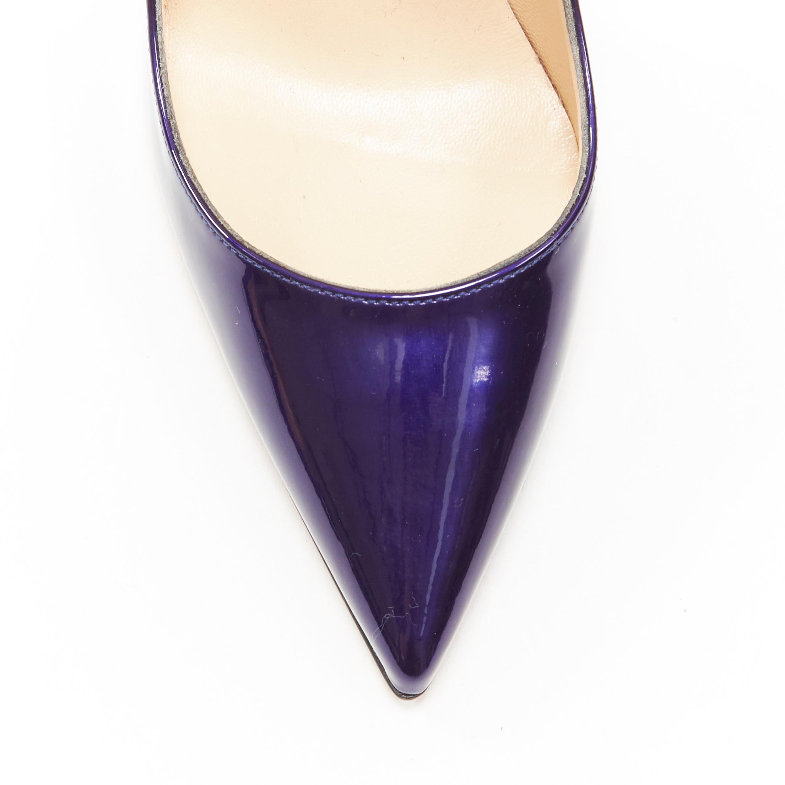 new CHRISTIAN LOUBOUTIN So Kate 110 purple patent point toe pigalle pump EU34.5 In New Condition In Hong Kong, NT