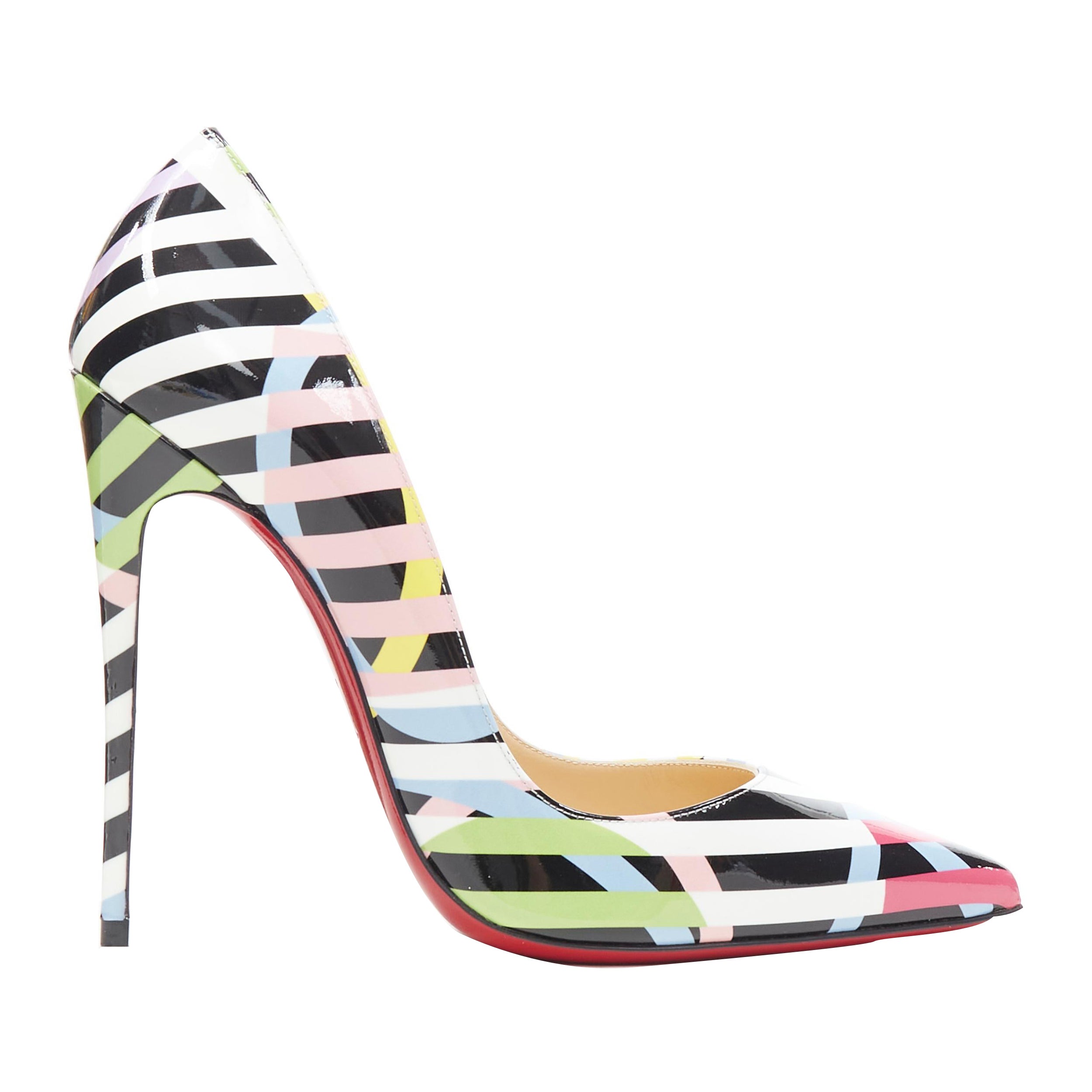 new CHRISTIAN LOUBOUTIN So Kate 120 Cinestripes patent stiletto Pigalle EU36.5