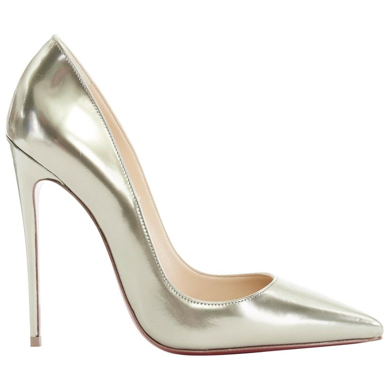 new CHRISTIAN LOUBOUTIN So Kate 120 dark silver mirrored leather pigalle  EU38 For Sale at 1stDibs