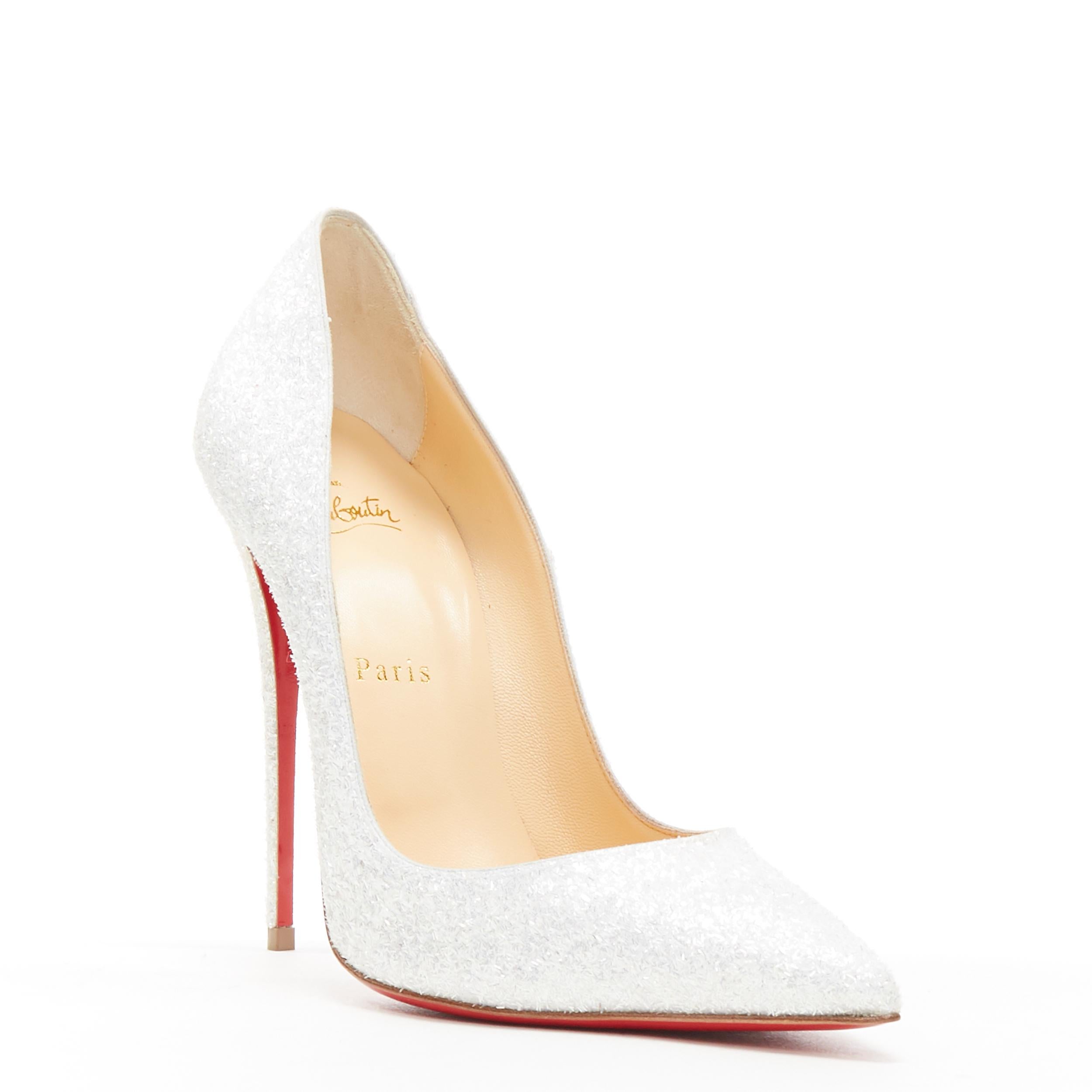 new CHRISTIAN LOUBOUTIN So Kate 120 white glitter pointy bridal pigalle EU37
Brand: Christian Louboutin
Designer: Christian Louboutin
Model Name / Style: So Kate 120
Material: Leather
Color: White
Pattern: Solid
Extra Detail: Style code: 1190030