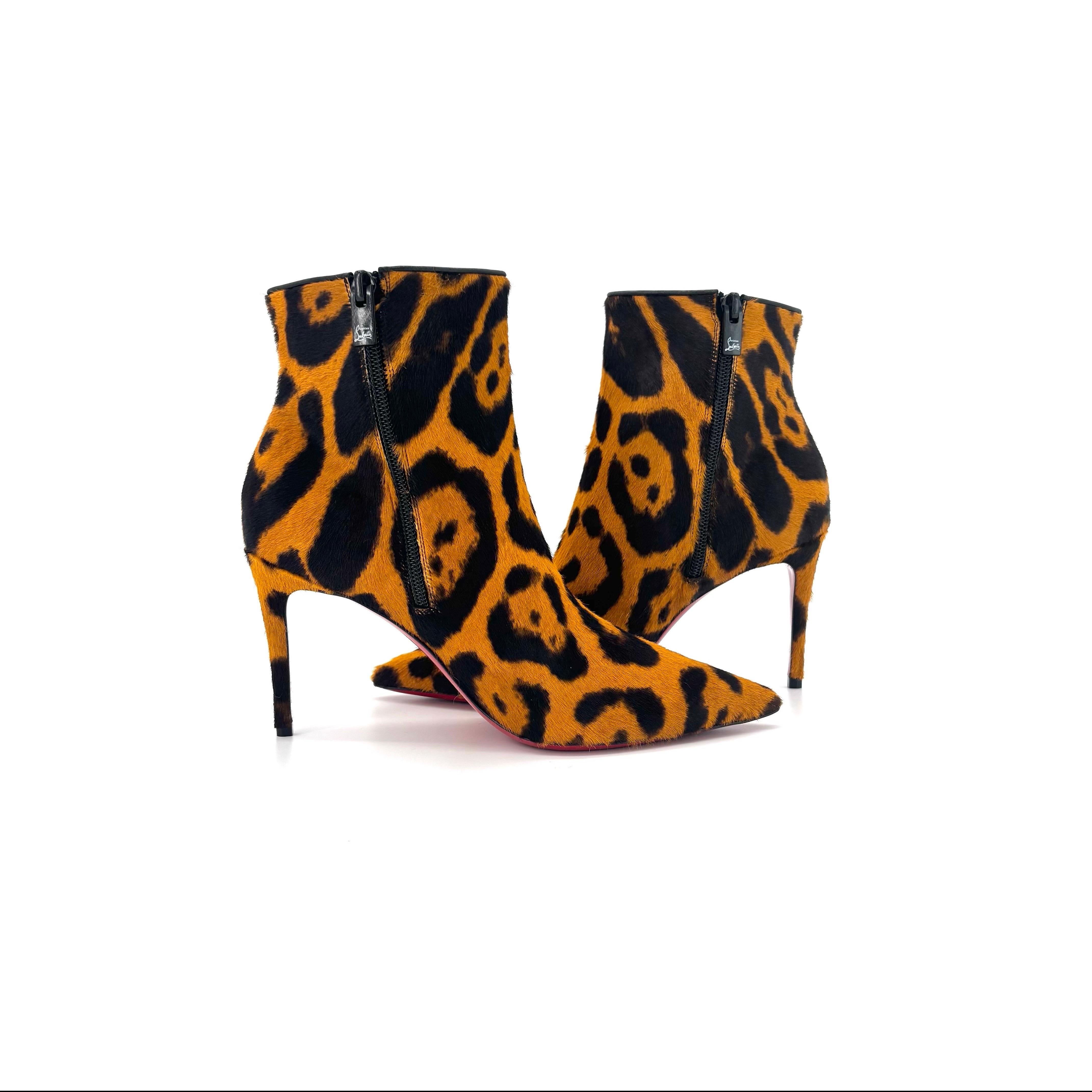 NUEVO Christian Louboutin So Kate 85 Botín de pelo de poni de leopardo picante 36.5 Negro en venta