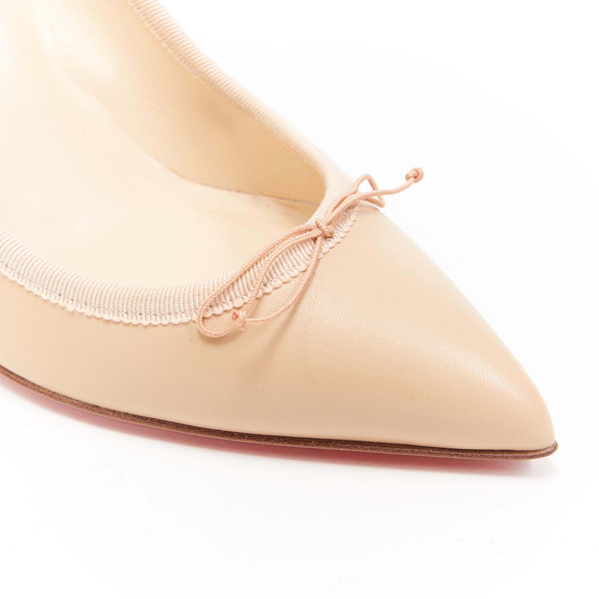 new CHRISTIAN LOUBOUTIN Solasofia 85 nude leather grosgrain pointy pump EU36
Brand: Christian Louboutin
Designer: Christian Louboutin
Model Name / Style: Solasofia 85
Material: Leather
Color: Beige; fair nude
Pattern: Solid
Lining material: