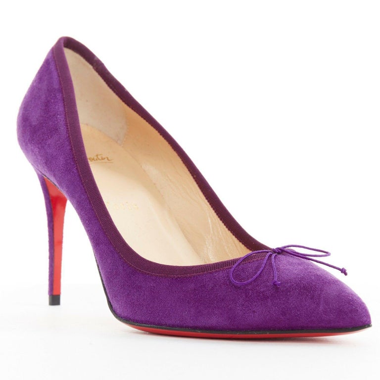 new CHRISTIAN LOUBOUTIN Solasofia 85 suede purple pointy ballerina heel ...