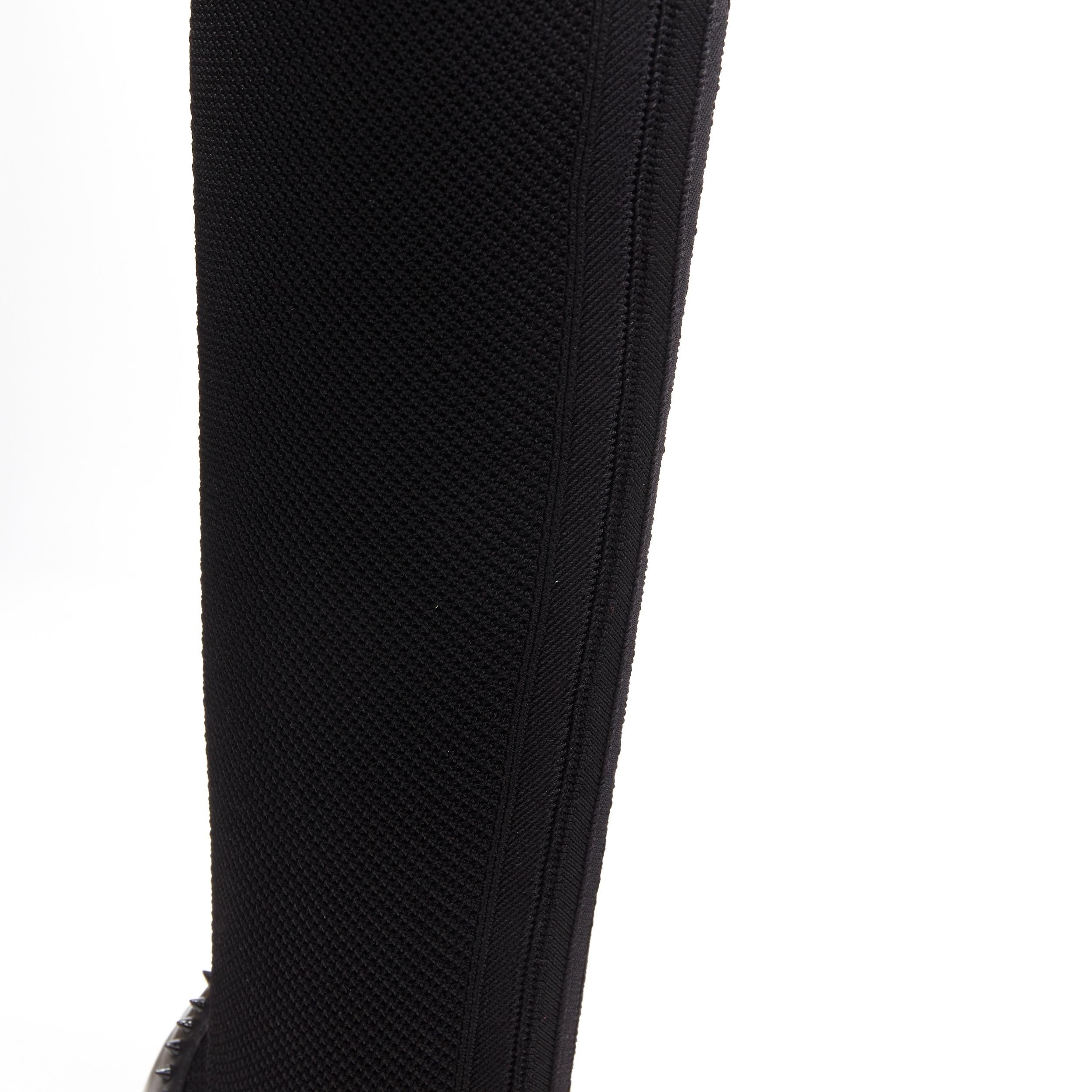 new CHRISTIAN LOUBOUTIN Souricette 100 black studded knee high sock boot EU37 3