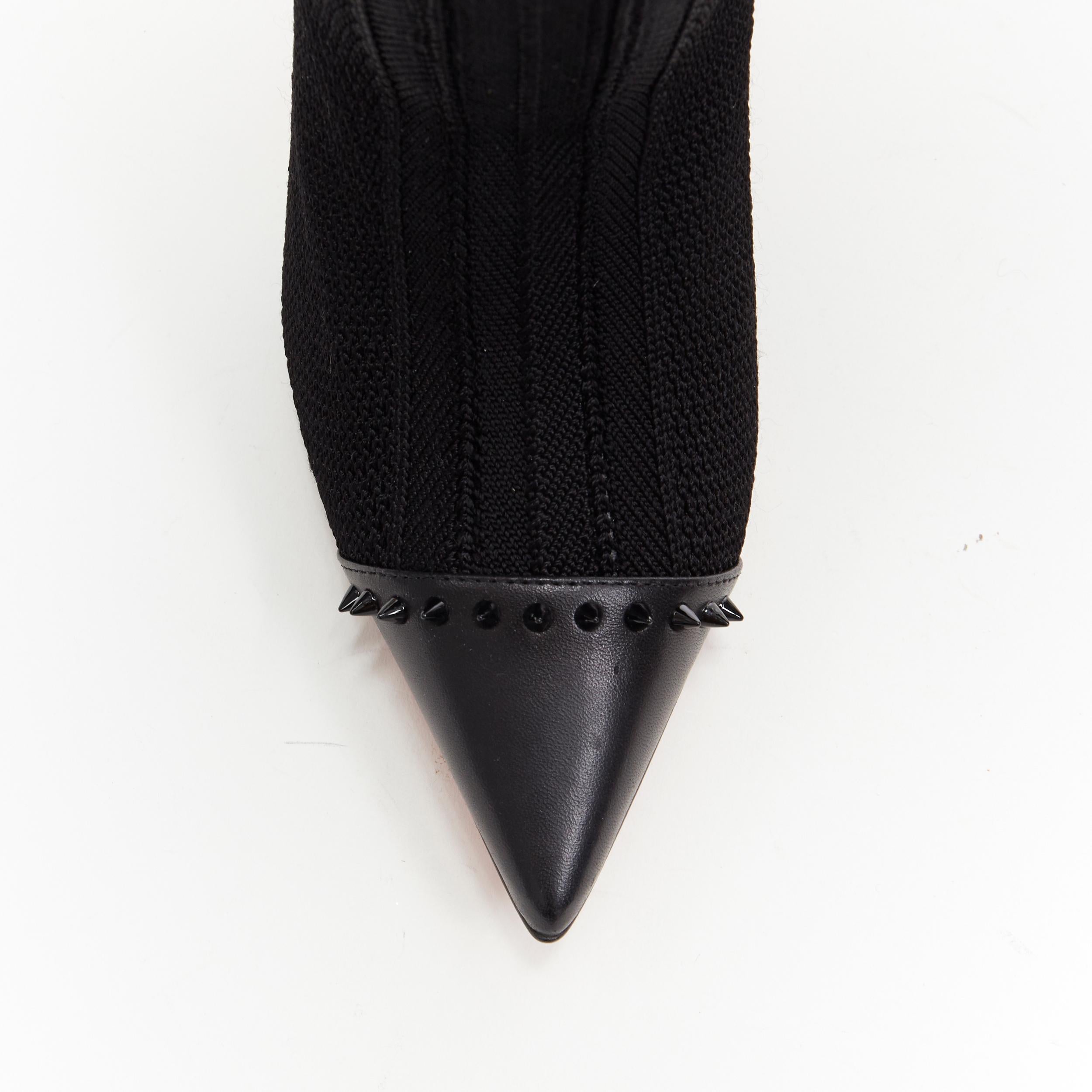 new CHRISTIAN LOUBOUTIN Souricette 100 black studded knee high sock boot EU37 In New Condition In Hong Kong, NT