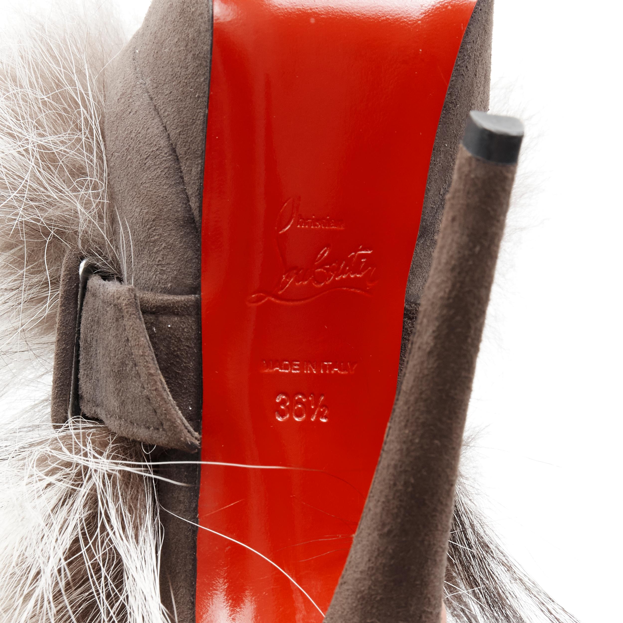 new CHRISTIAN LOUBOUTIN Splash Fox 150 grey suede fur platform heels EU36.5 5