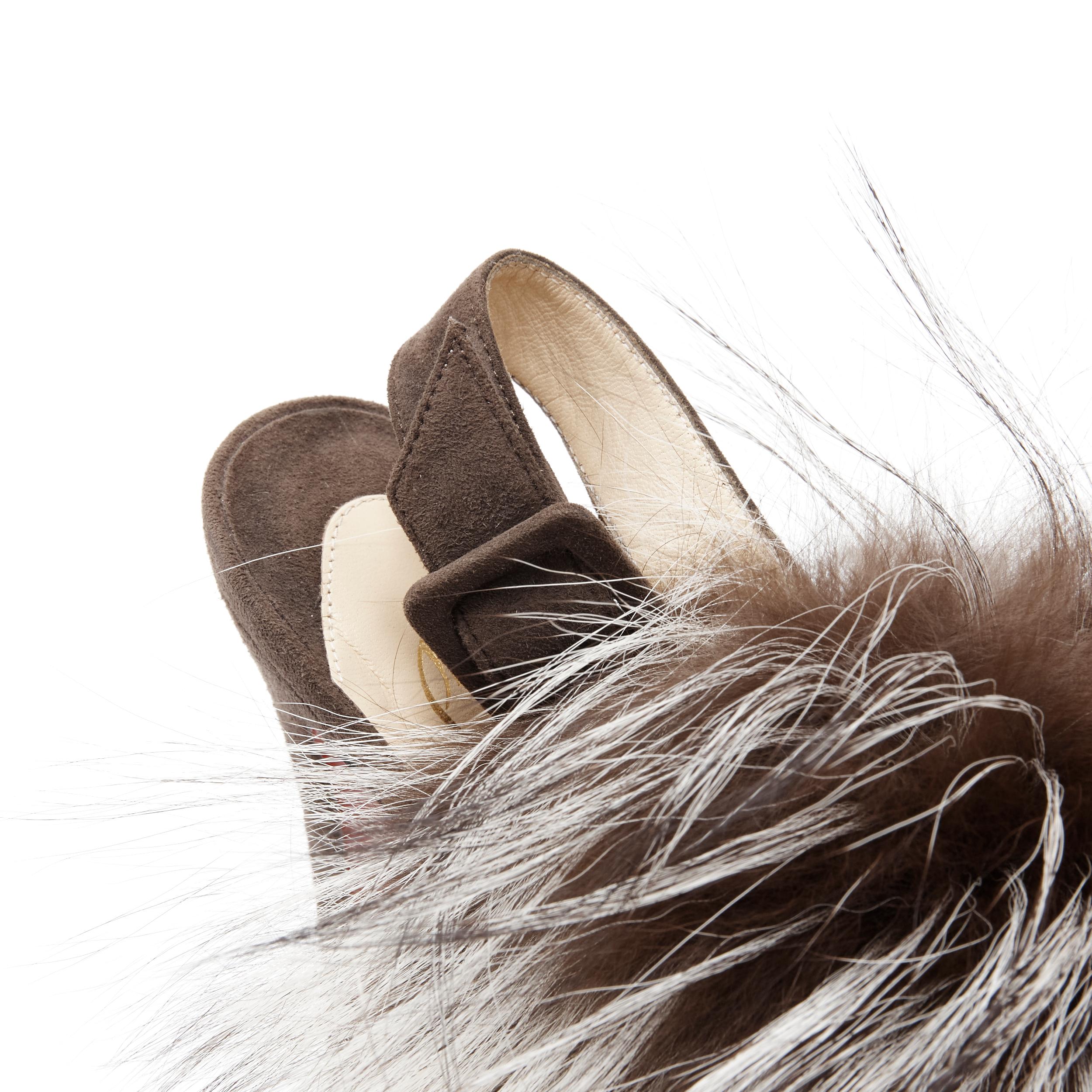 new CHRISTIAN LOUBOUTIN Splash Fox 150 grey suede fur platform heels EU36.5 2