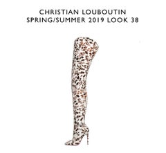 NEW Christian Louboutin SS2019 Metrolisse Animal Print OTK Pointed Toe Boots 39