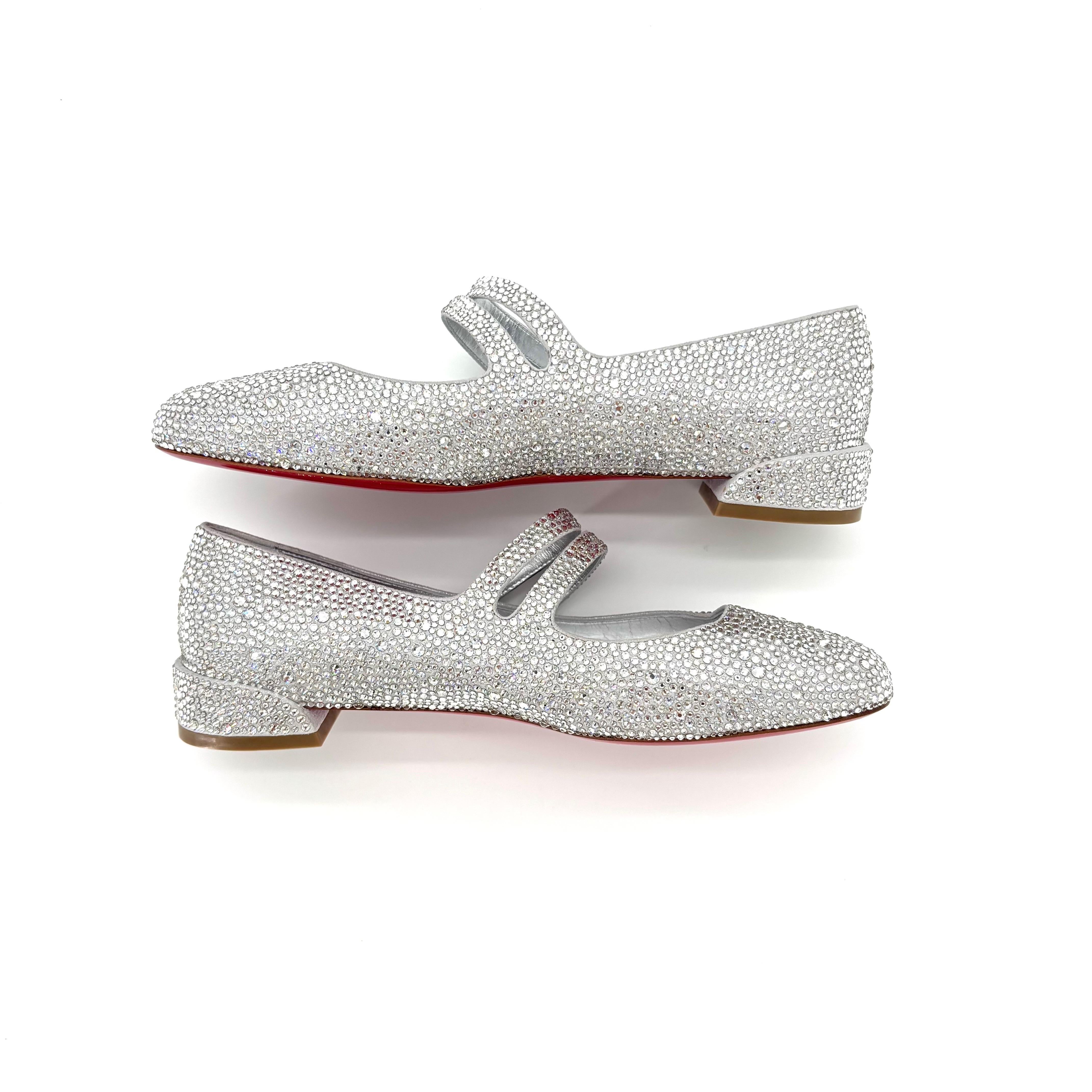 Donna NUOVO Christian Louboutin Sweet Jane Strass Embellished Mary Jane Flats 36.5 in vendita