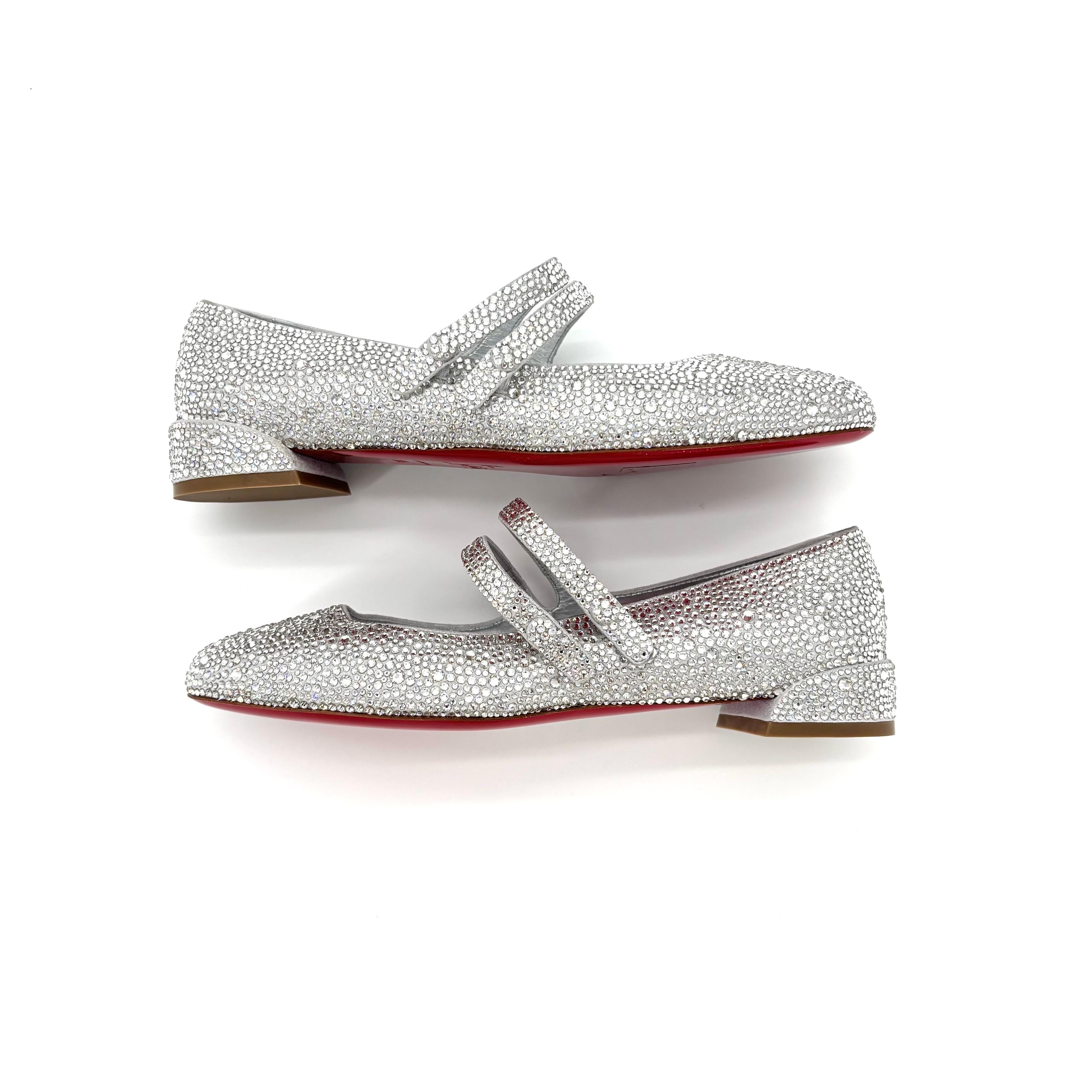 NUOVO Christian Louboutin Sweet Jane Strass Embellished Mary Jane Flats 36.5 in vendita 1