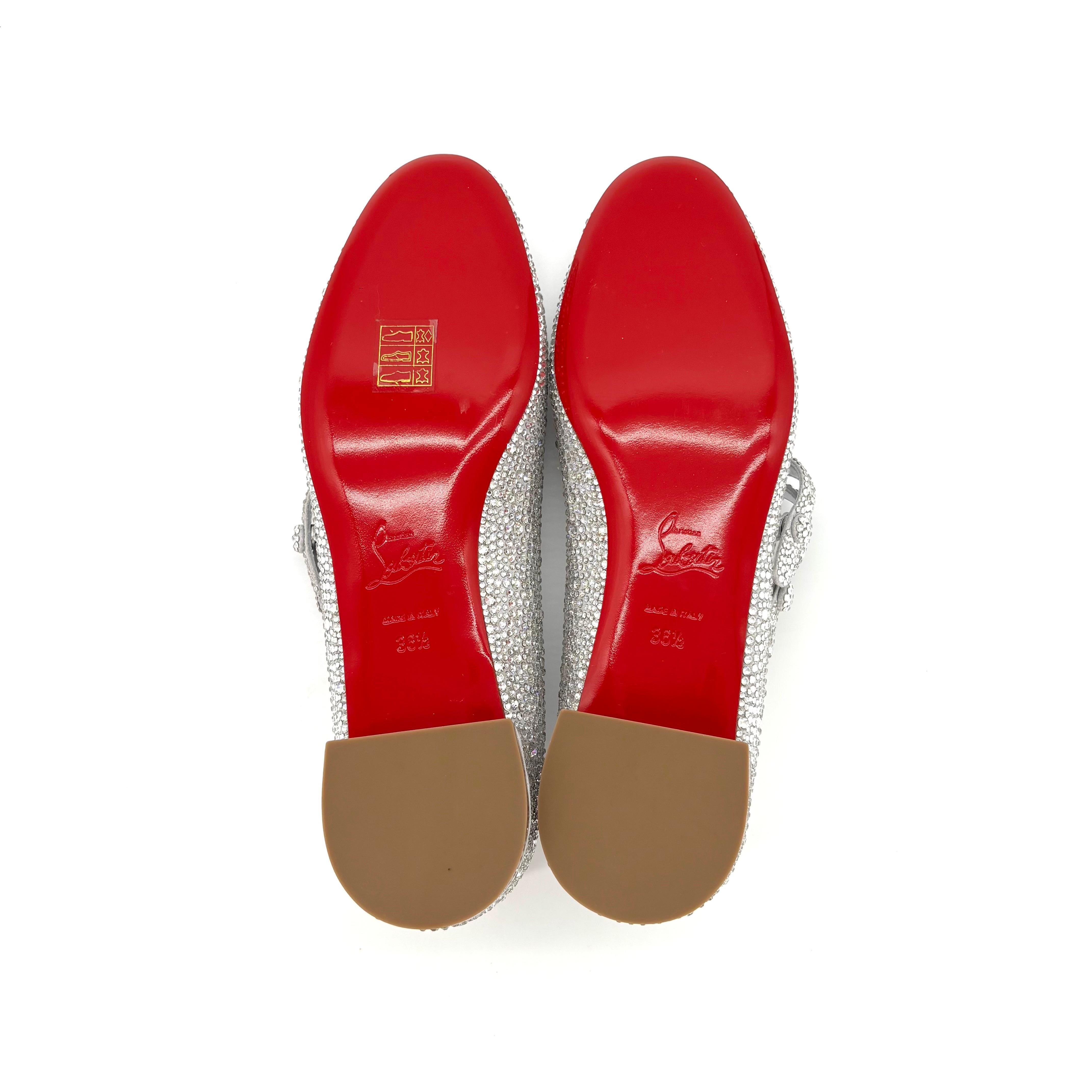 NUOVO Christian Louboutin Sweet Jane Strass Embellished Mary Jane Flats 36.5 in vendita 2