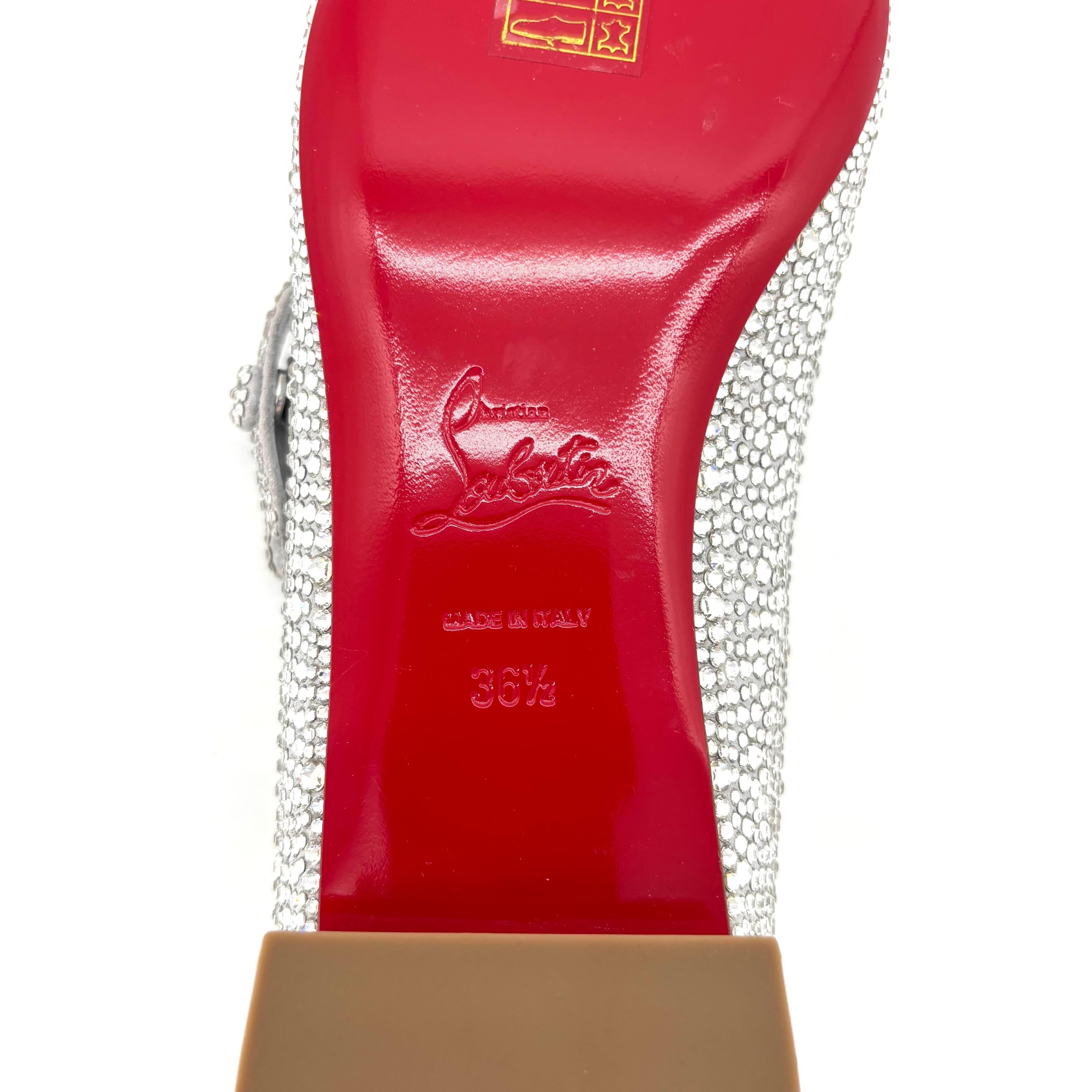NUOVO Christian Louboutin Sweet Jane Strass Embellished Mary Jane Flats 36.5 in vendita 3