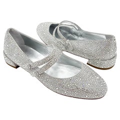 Used NEW Christian Louboutin Sweet Jane Strass Embellished Mary Jane Flats 36.5