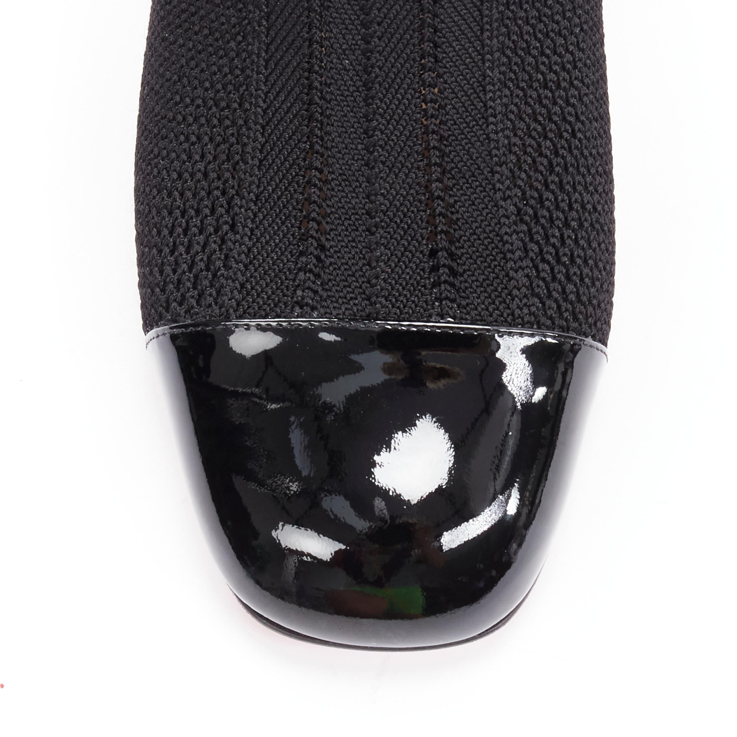 new CHRISTIAN LOUBOUTIN Taco Sock 85 black patent sock knit ankle boot EU38.5 In New Condition In Hong Kong, NT