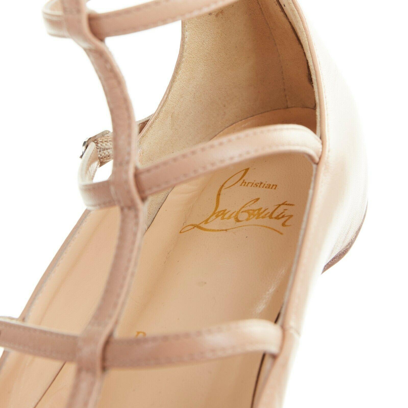 new CHRISTIAN LOUBOUTIN Toerless Muse nude point toe gladiator caged flats EU35 5