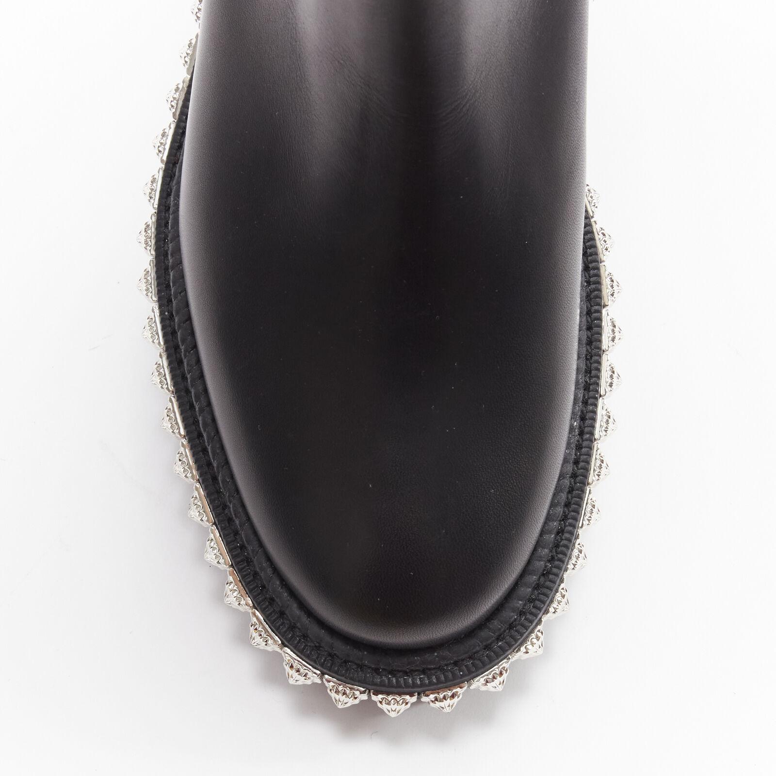 new CHRISTIAN LOUBOUTIN Verdonna Flat black leather nylon chain boot EU39 3