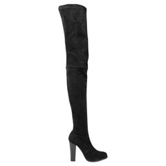 new CHRISTIAN LOUBOUTIN Verusch 100 black suede high heel over knee boots EU38.5