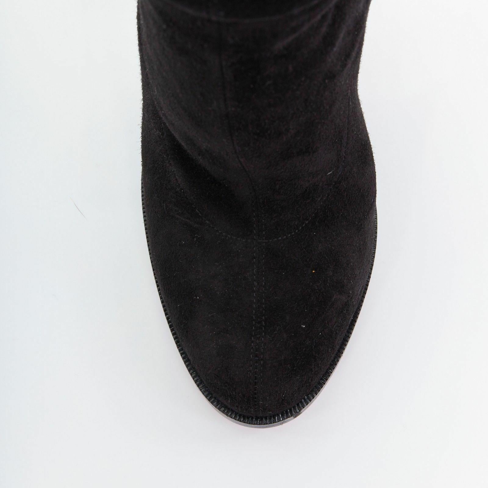 new CHRISTIAN LOUBOUTIN Verusch 100 black suede high heel over knee boots EU39 1