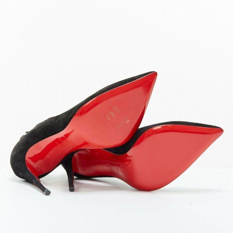 new CHRISTIAN LOUBOUTIN Victorina 100 black suede flame point toe pumps EU36 For Sale 6
