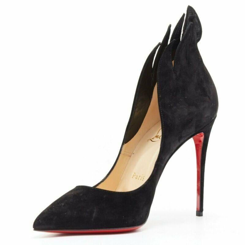 new CHRISTIAN LOUBOUTIN Victorina 100 black suede flame point toe pumps EU36 In New Condition For Sale In Hong Kong, NT
