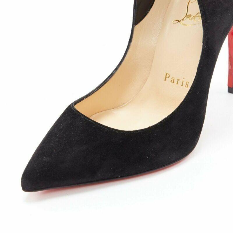 new CHRISTIAN LOUBOUTIN Victorina 100 black suede flame point toe pumps EU36 For Sale 2