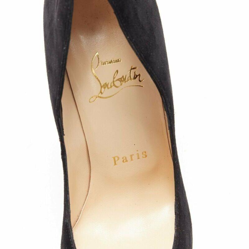 new CHRISTIAN LOUBOUTIN Victorina 100 black suede flame point toe pumps EU36 For Sale 4