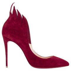 new CHRISTIAN LOUBOUTIN Victorina 100 red suede flame topline pump heels EU40.5