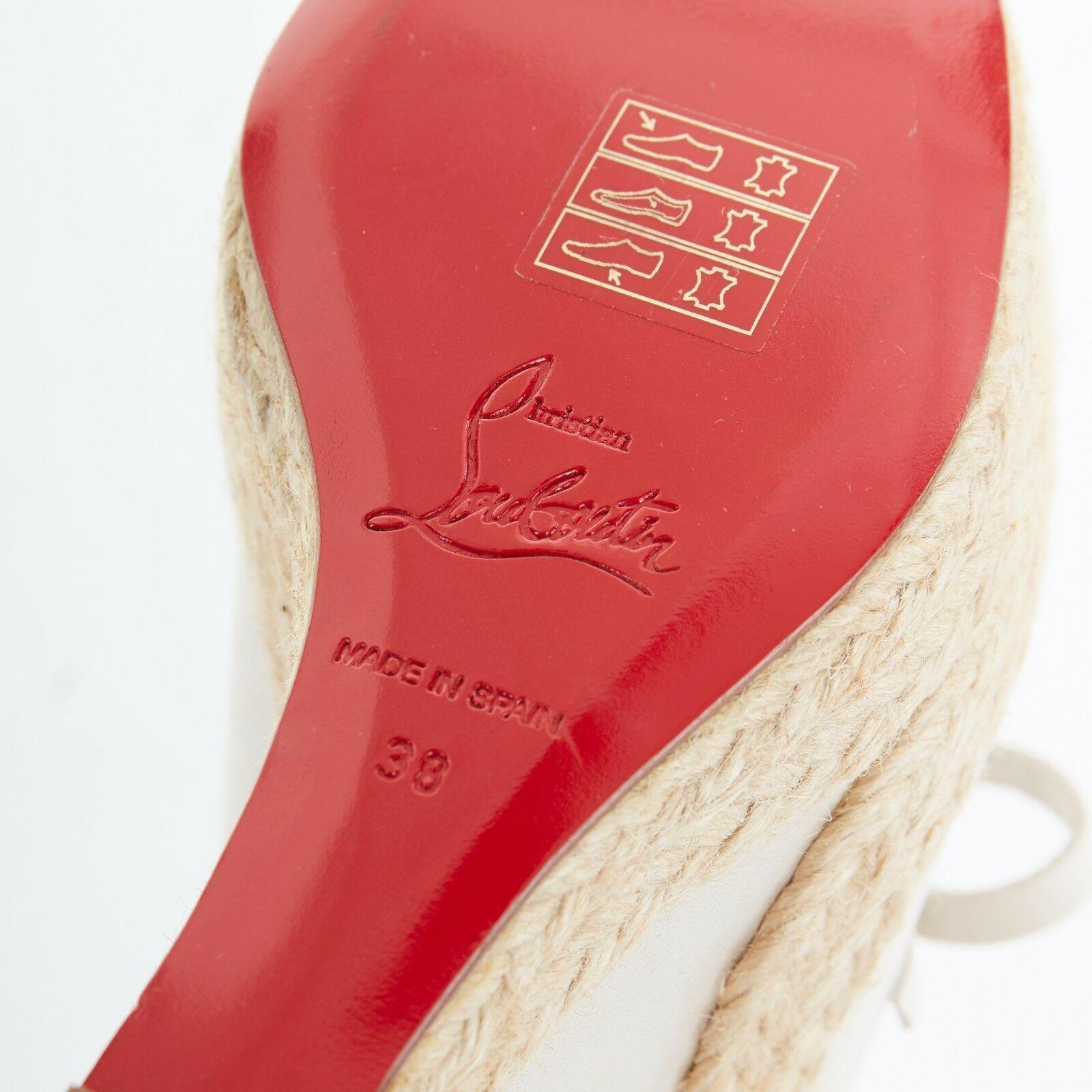 new CHRISTIAN LOUBOUTIN Viva Boom grey suede cut out espadrille wedge EU38 US8 5