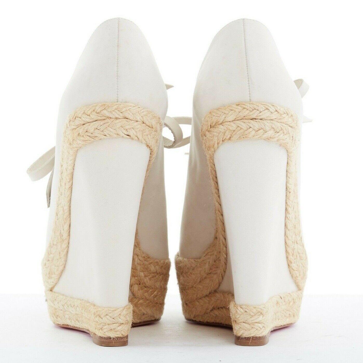 Women's new CHRISTIAN LOUBOUTIN Viva Boom grey suede cut out espadrille wedge EU38 US8