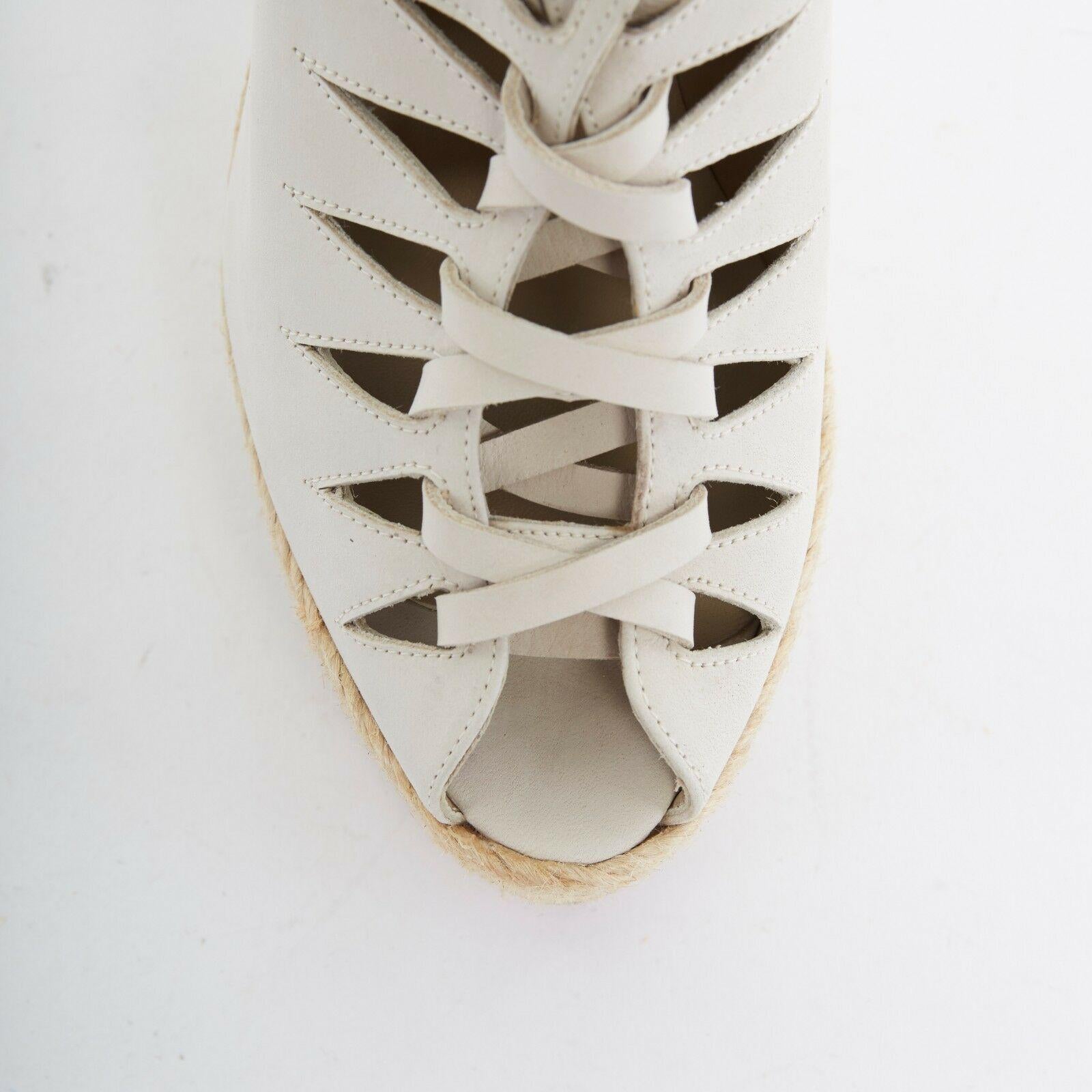 new CHRISTIAN LOUBOUTIN Viva Boom grey suede cut out espadrille wedge EU38 US8 2