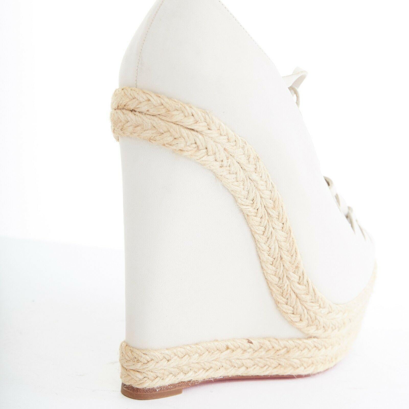 new CHRISTIAN LOUBOUTIN Viva Boom grey suede cut out espadrille wedge EU38 US8 4