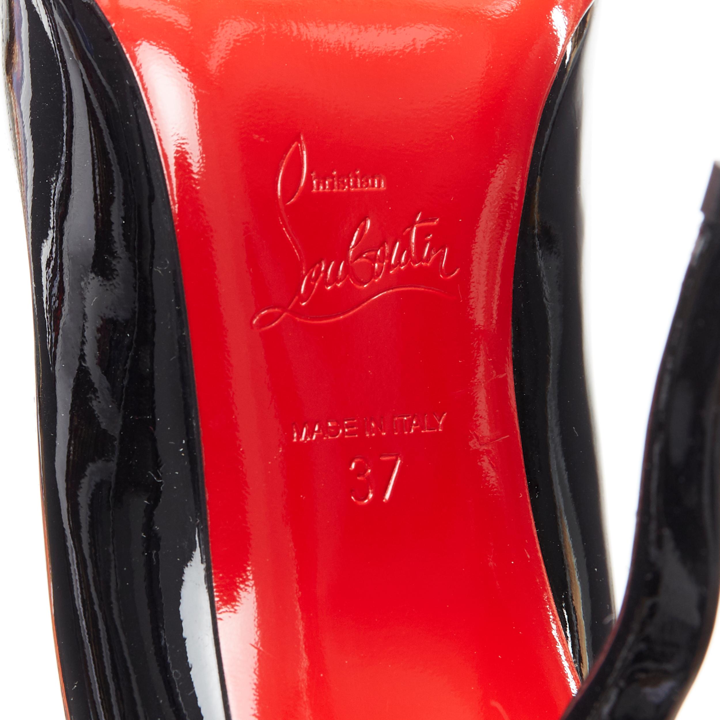 new CHRISTIAN LOUBOUTIN Wawy Dolly 100 black patent squiggly heel pump EU37 3