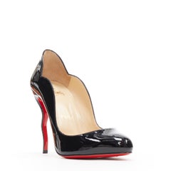 new CHRISTIAN LOUBOUTIN Wawy Dolly 100 black patent squiggly heel pump EU37