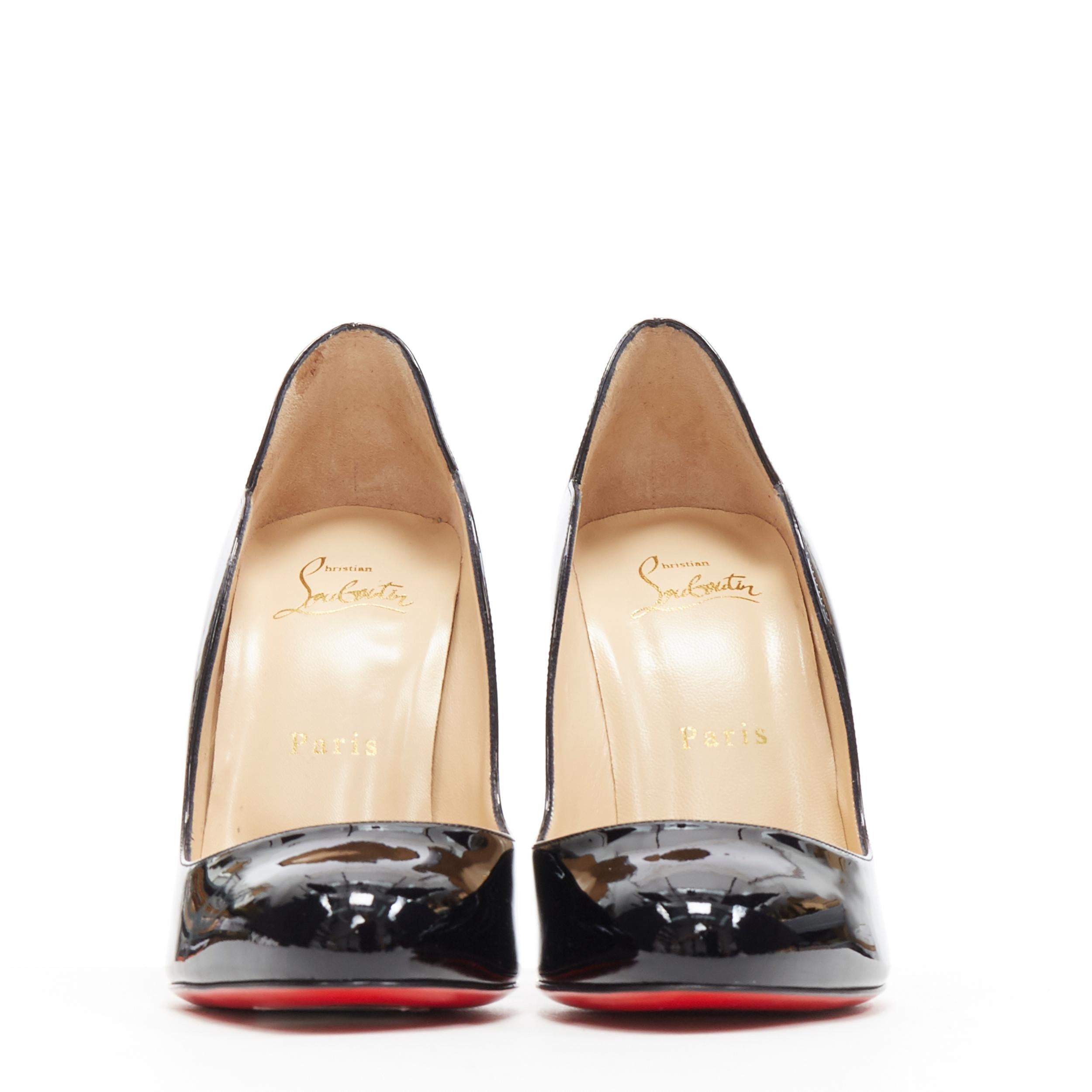 new CHRISTIAN LOUBOUTIN Wawy Dolly 100 black patent squiggly heel pump ...