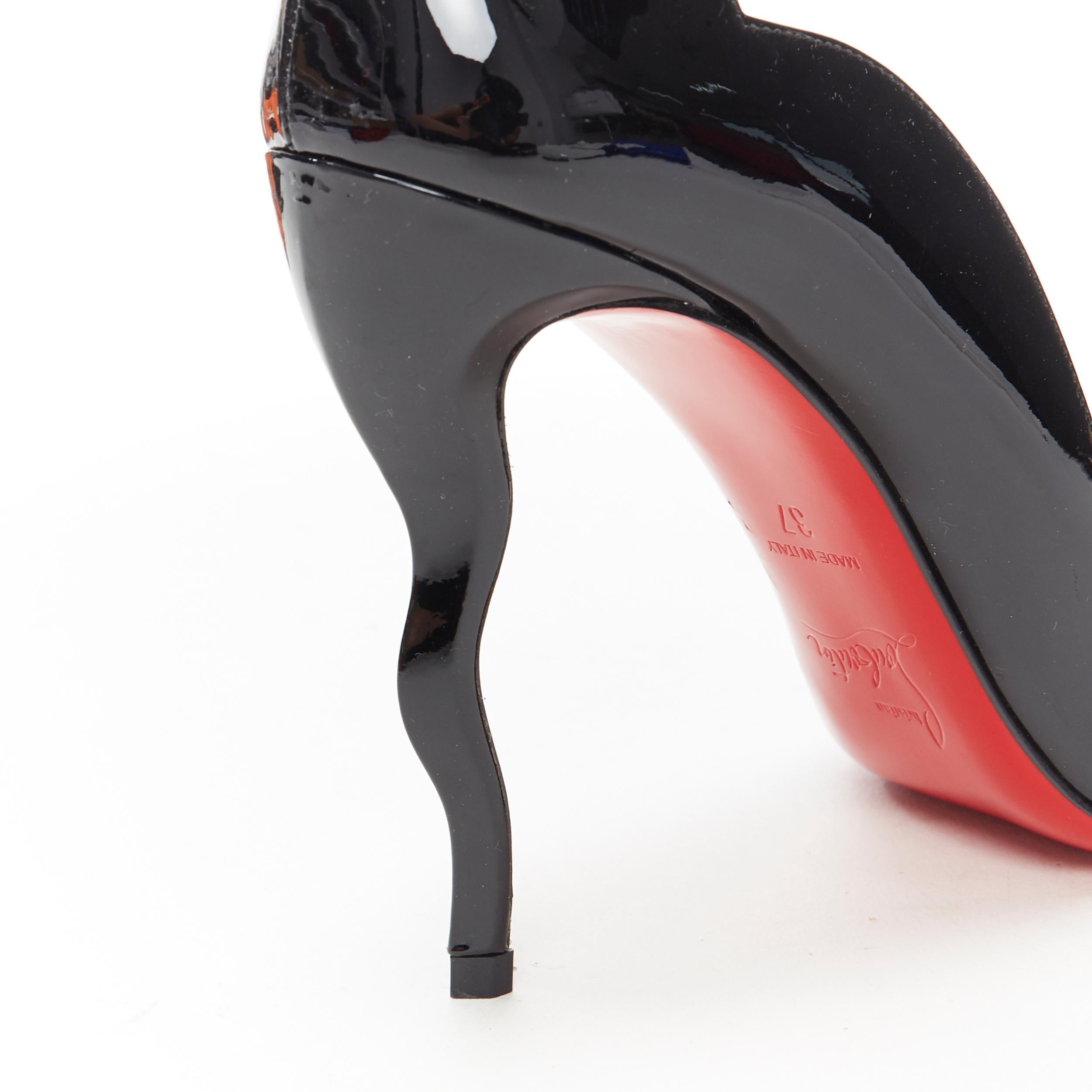 new CHRISTIAN LOUBOUTIN Wawy Dolly 100 black patent squiggly heel pump EU37 1
