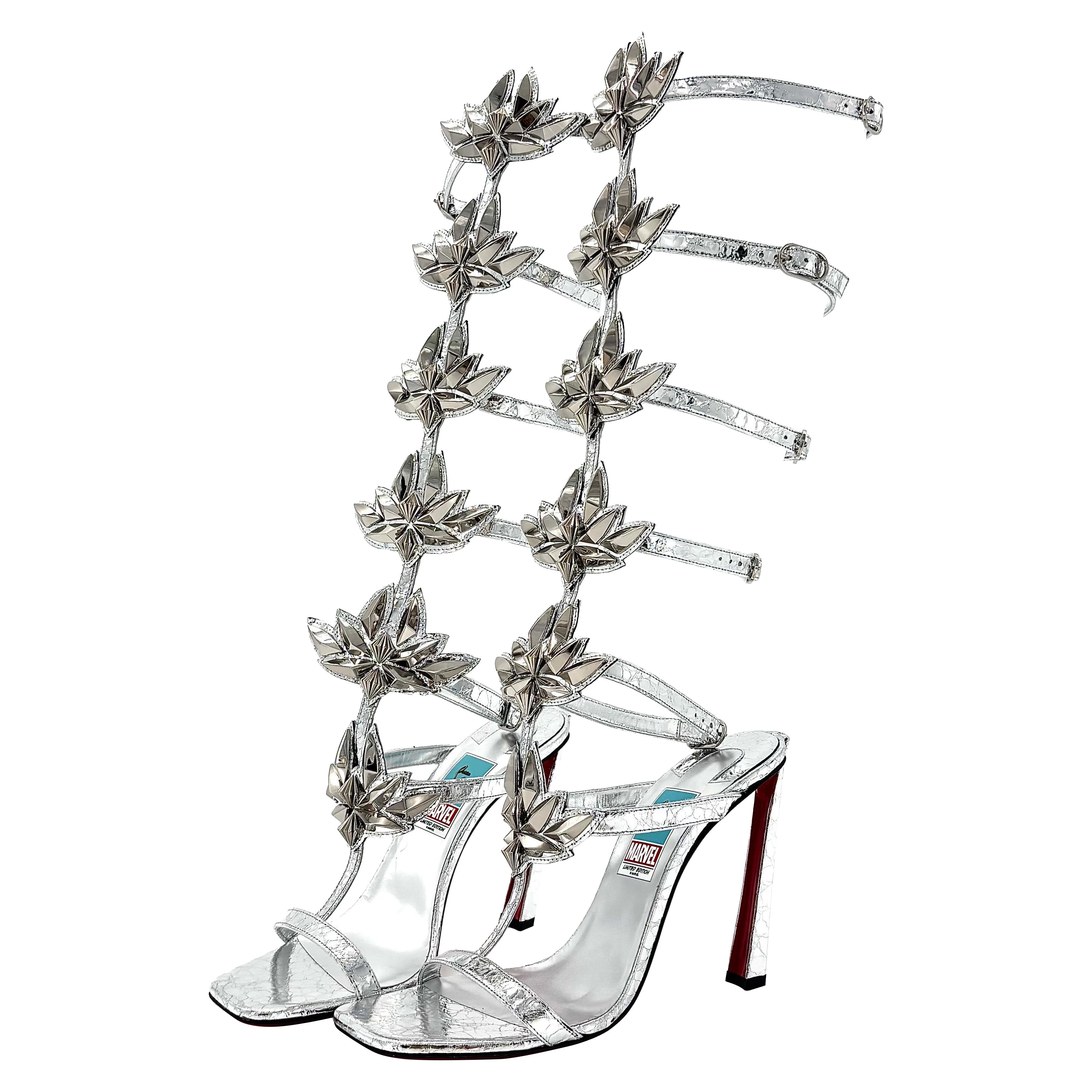 NEW Christian Louboutin x Marvel Sea Warrior 100 Gladiator Knee High Sandals 40 en vente